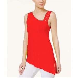Cable & Gauge Red Asymmetrical One Shoulder Top L NWT